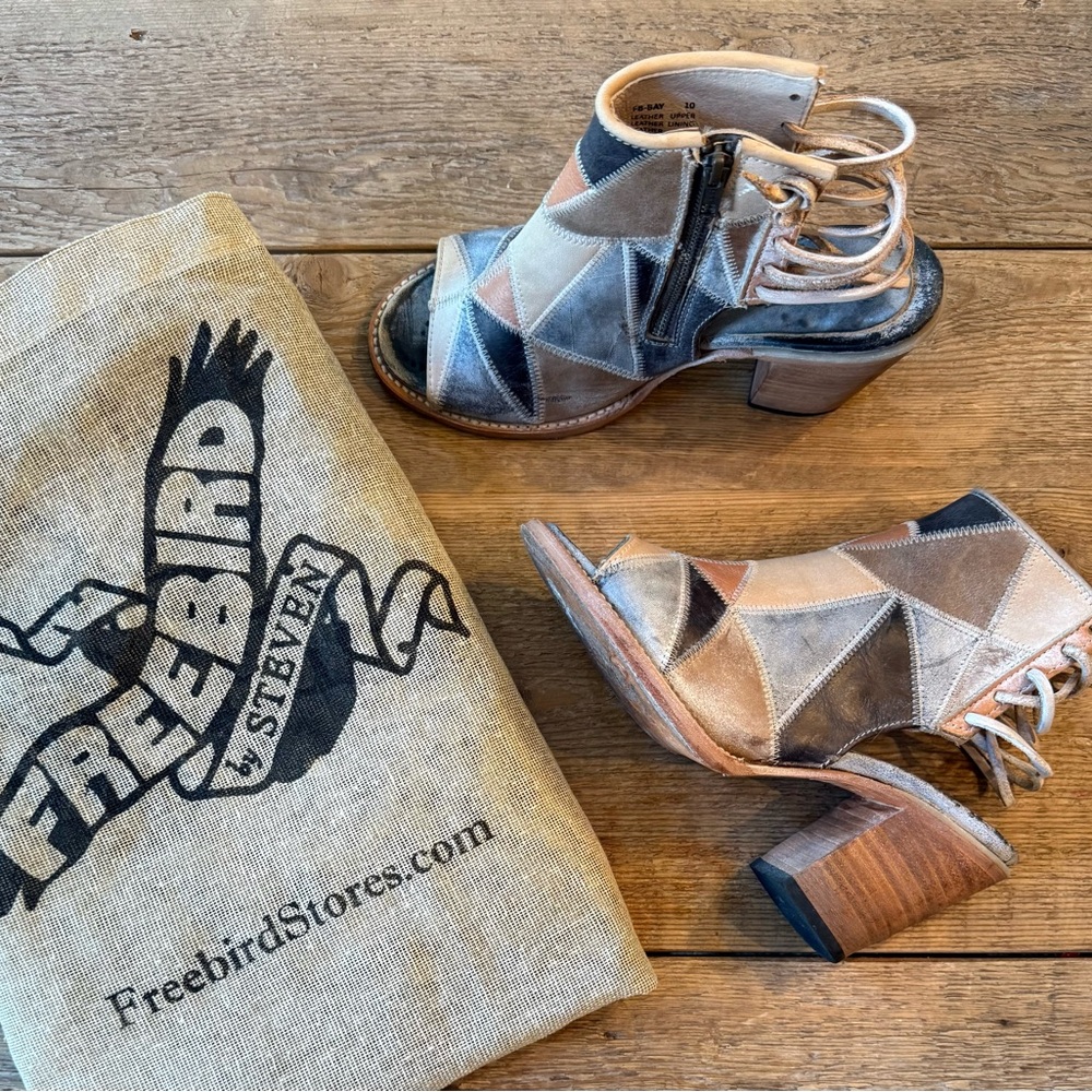 Freebird by Steven Black and Tan Heeled Boots, size 10